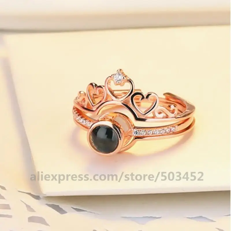 100 шт./лот подарки для любимой девушки кольца женщин с проекцией на языках женское