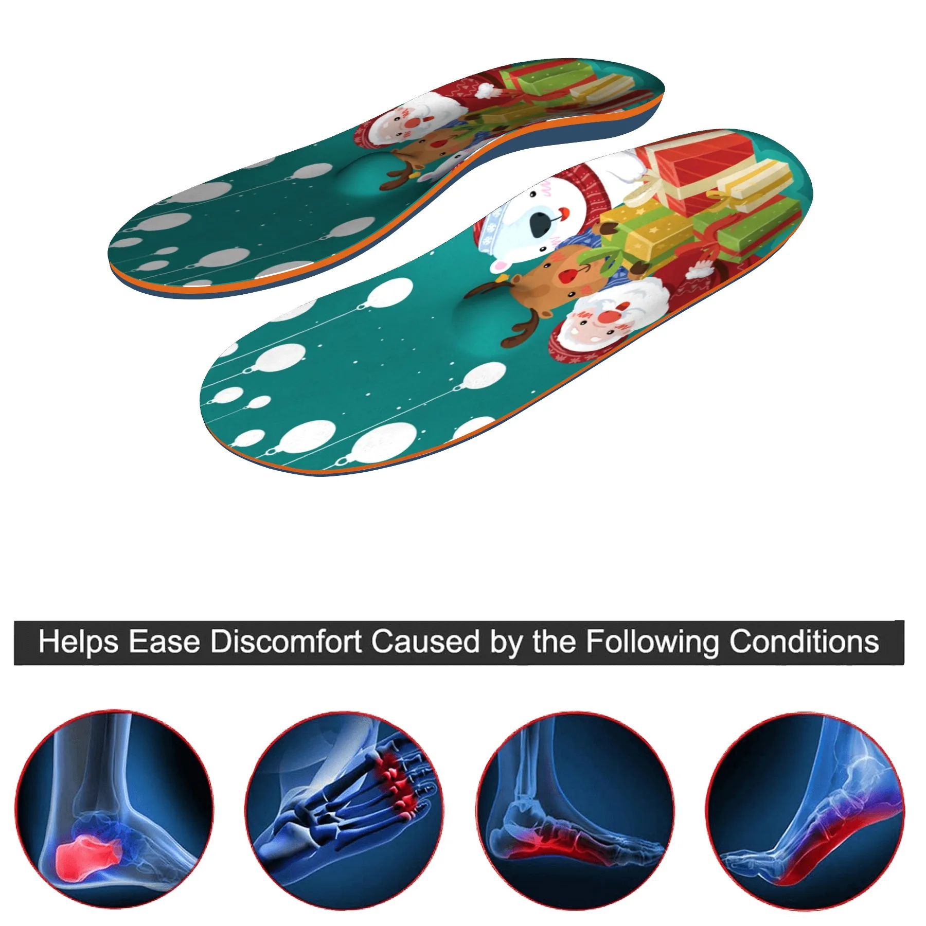 Christmas men and women flat foot orthopedic plantar fasciitis arch support orthopedic comfortable non-slip insole