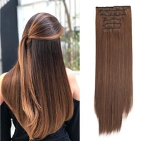 long straight clip in hair extension natural black 6 pcsset 16 clips 22 inch synthetic hair pieces for women