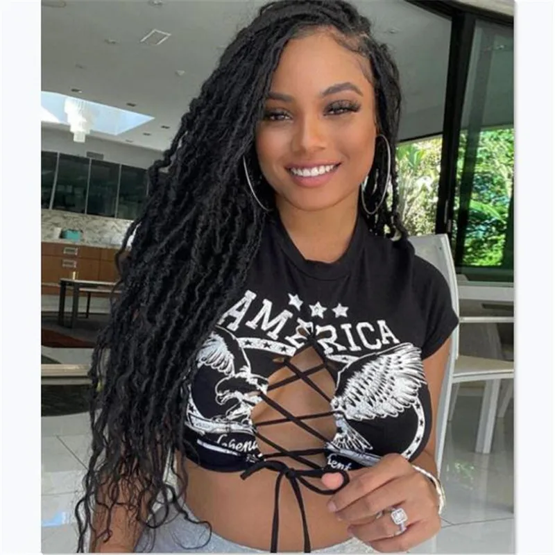 

Black Print Front Lace-up Women T-shirts Short Sleeves Bodycon Casual Short Tee Shirts Female Summer High Street Crop Top Tee