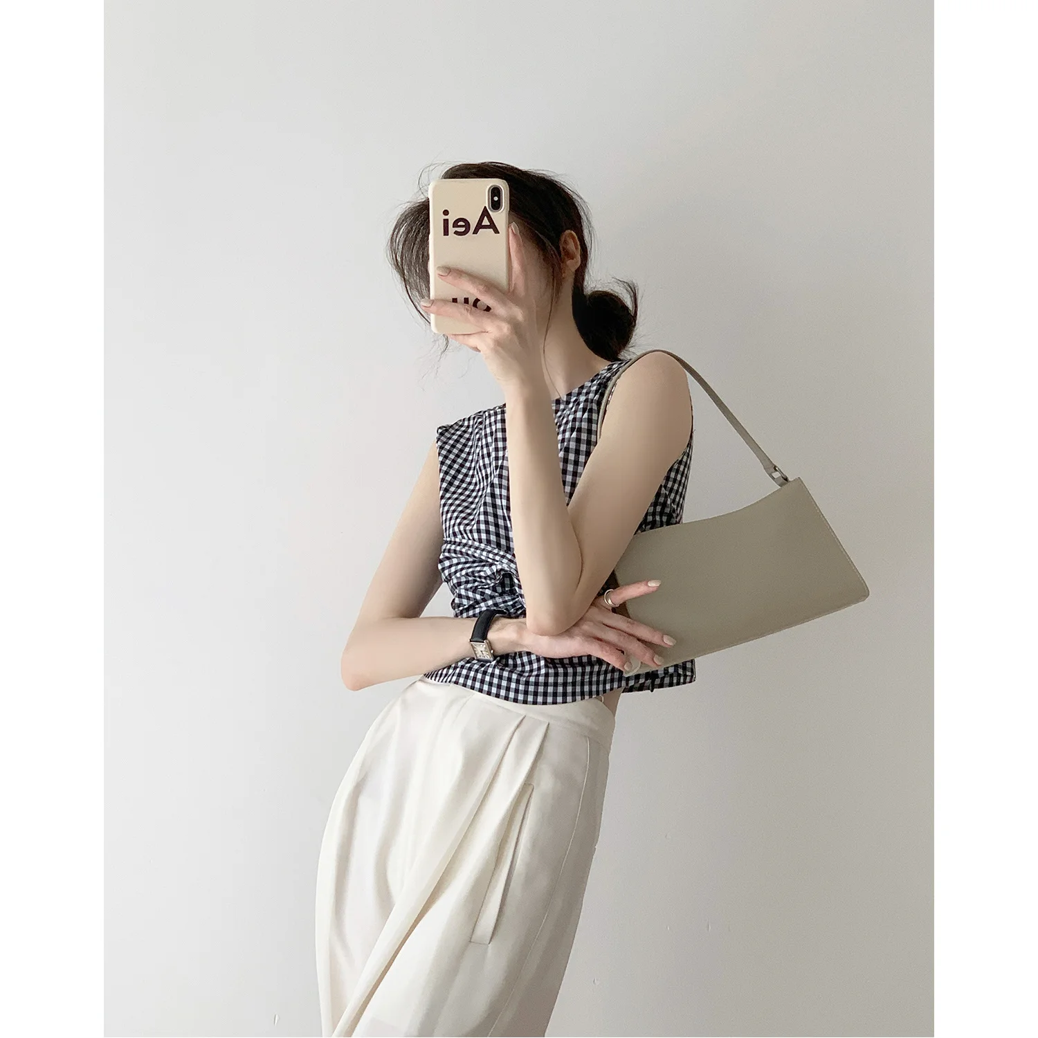 Черно-белая клетчатая футболка Kink Vest шикарная блузка женская летняя Тонкая