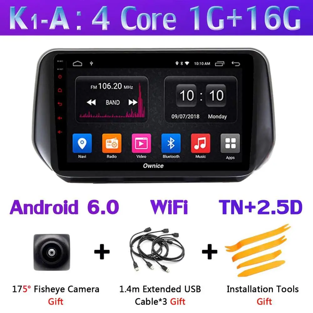K1-A 1 din 360 ° камера Android 9,0 4+ 64G gps радио CarPlay DSP SPDIF Автомобильный мультимедийный плеер для hyundai Santa FE SantaFE XL - Цвет: K1-A