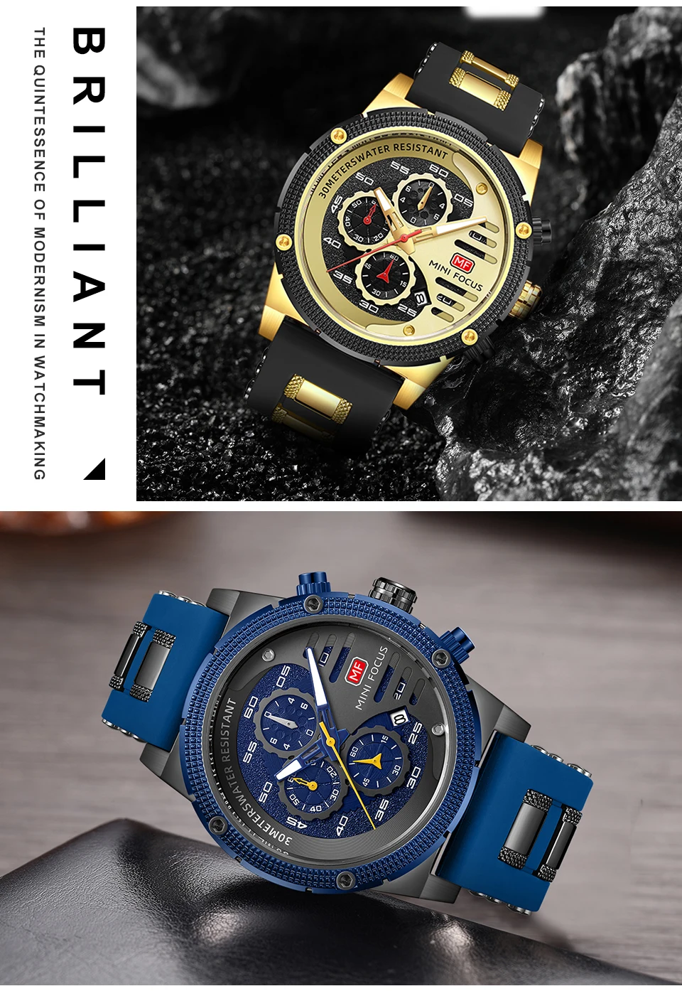 MINI FOCUS quartzhorloge voor heren Waterdicht_voghion.com