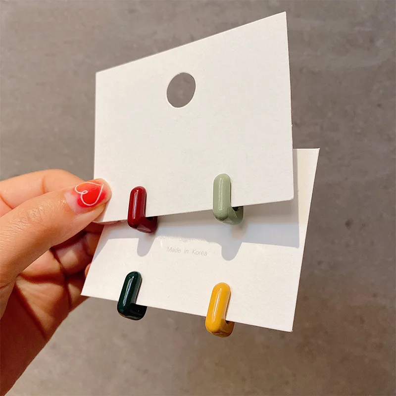 Милые цветные квадратные акриловые серьги гвоздики для женщин винтажные модные