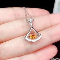 kjjeaxcmy fine jewelry natural citrine 925 sterling silver luxury girl new pendant necklace chain hot selling
