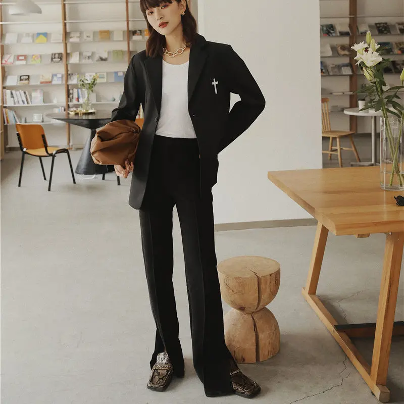 

HziriP Black Elastic Large Size Casual Streetwear Slim 2020 Chic Flare Pants High Waist Loose Solid High Quality Split Pants