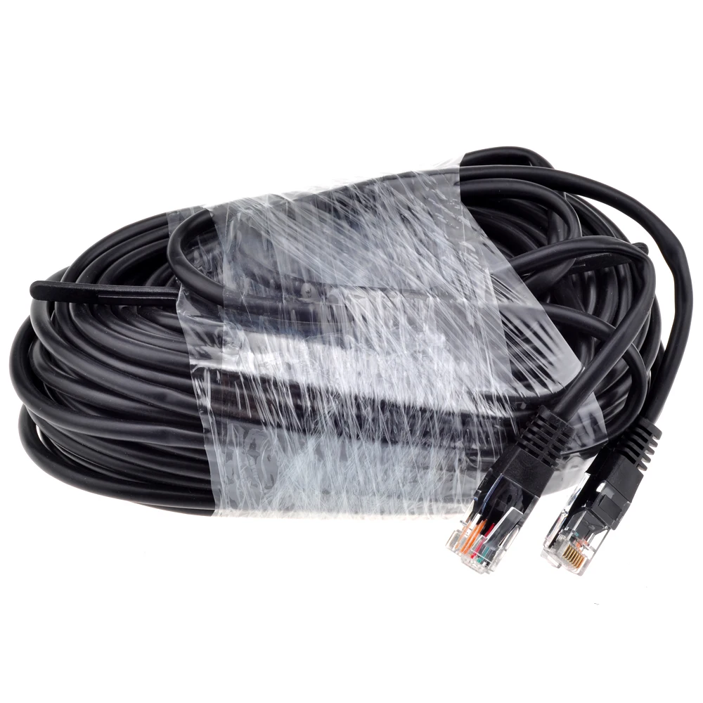Gadinan CAT5 CAT5E RJ45 патч 20 м 60 футов водонепроницаемый кабель Lan шнур сетевые кабели черный для CCTV POE ip-камера система Комплект