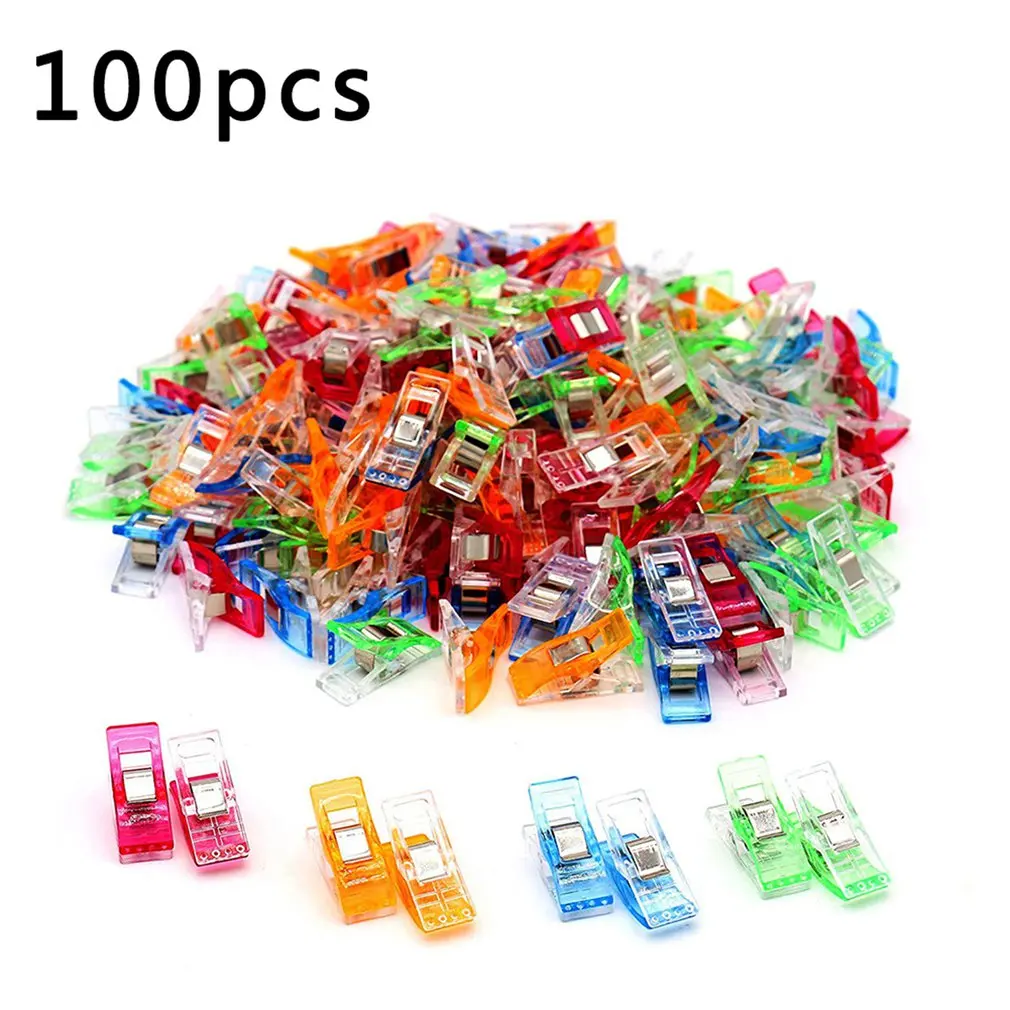 

100Pcs Colorful Sewing Craft Quilt Binding Plastic Clips Clamps Pack For Patchwork Decoration Clamp Clothes Clip Sewing Tools