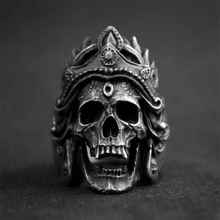 Мужское кольцо с черепом Mahakali готическое байкерское из