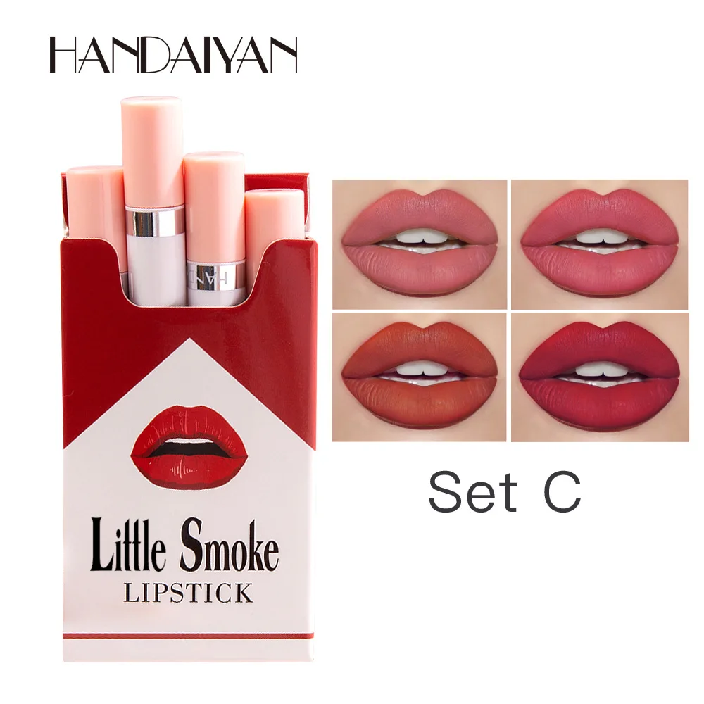 

Creative Cigarette Lipstick 4PCS Set 12 Colors Velvet Matte Long Lasting Waterproof Lipstick Sexy Nude Non-Stick Cup Lips Makeup