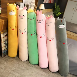 Длинная игрушка в полоску с животными, мягкая стоящая Подушка для сна в виде свиньи, единорога, динозавра, корги, кролика, моющаяся подкладка для мальчиков и девочек, 100 см