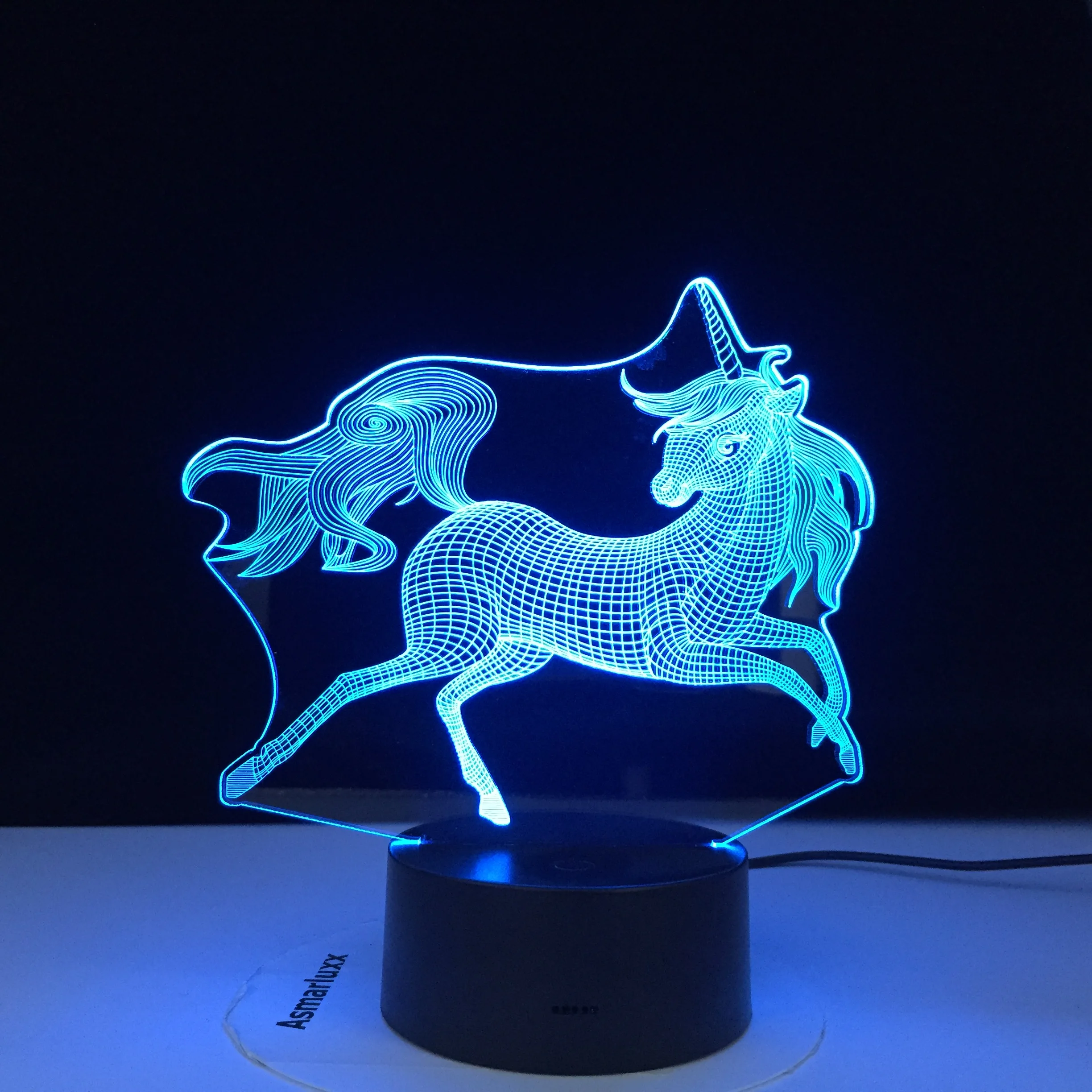 Новый дизайн Единорог 3D светодиодный светильник вечевечерние мультфильм лампа 7