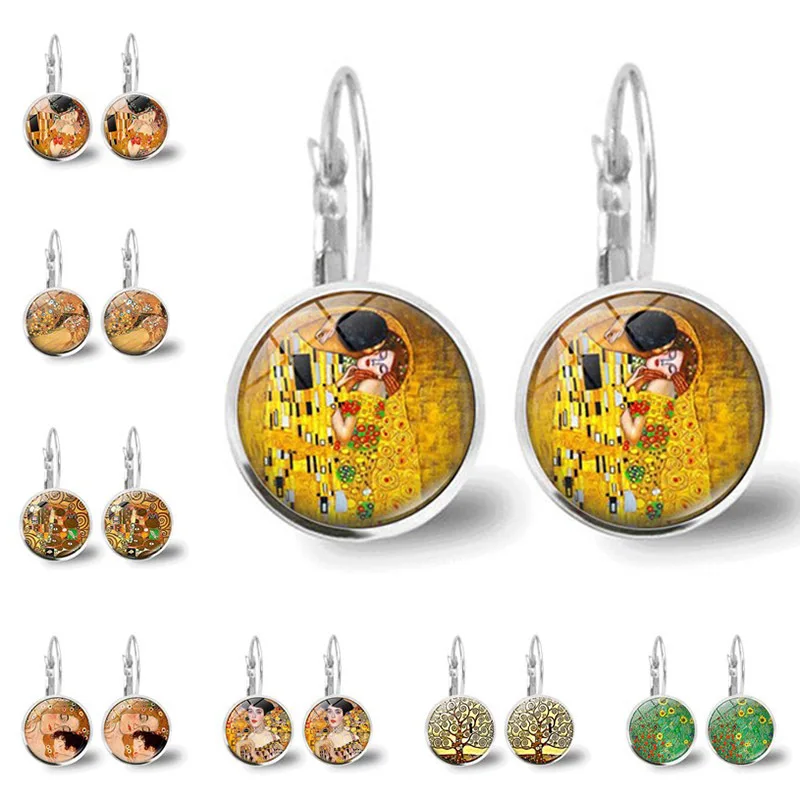 Женские стеклянные серьги гвоздики Gustav кабошоны серебряного цвета вечерние в