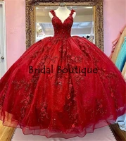Vestidos de XV anos Red Quinceanera Dresses with 3D Flowers Applique Corset Top Beaded Ball Gown Sweet 16 Dress Plus Size