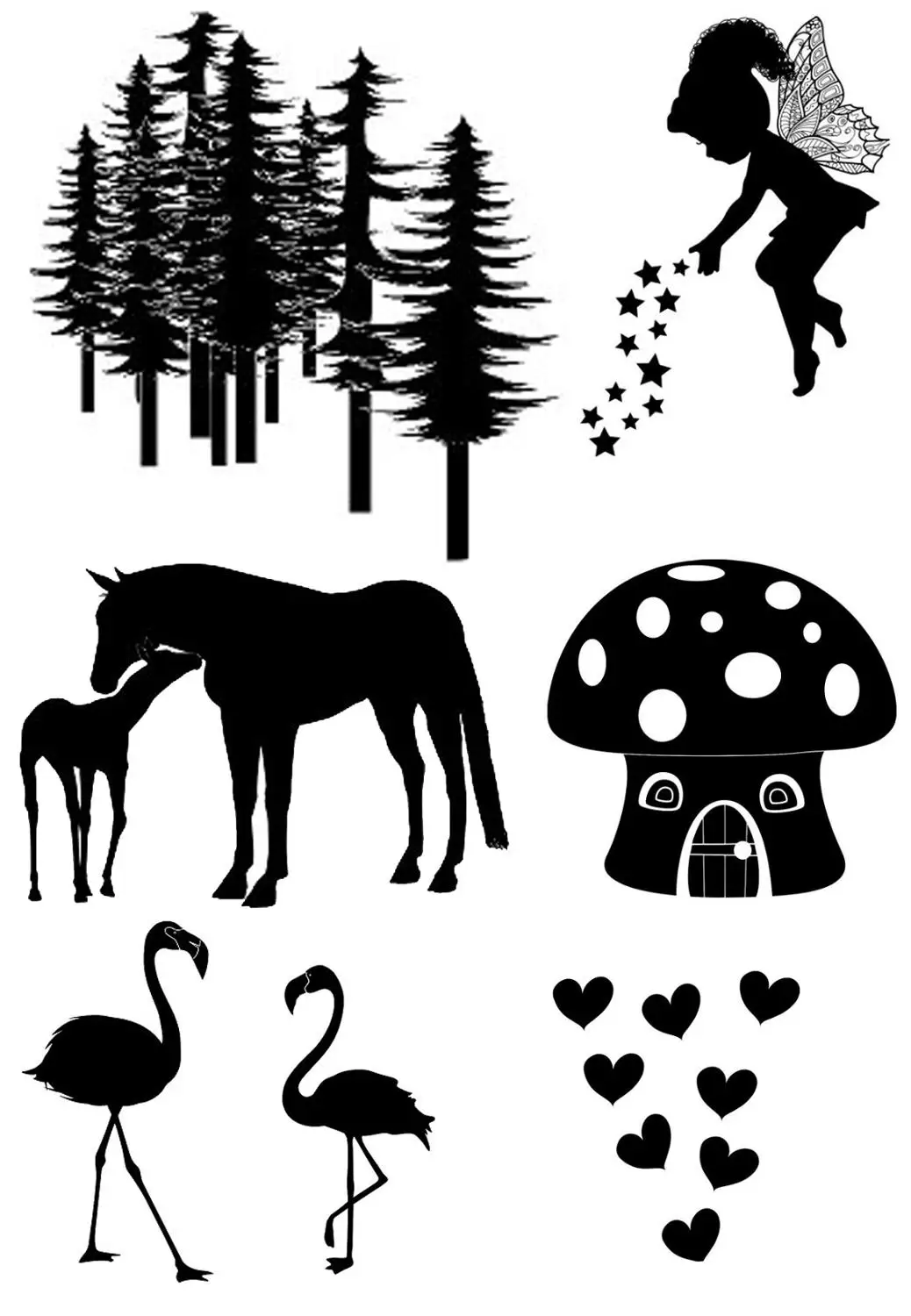 Маленькие феи и лесные деревянные прозрачные штампы для DIY