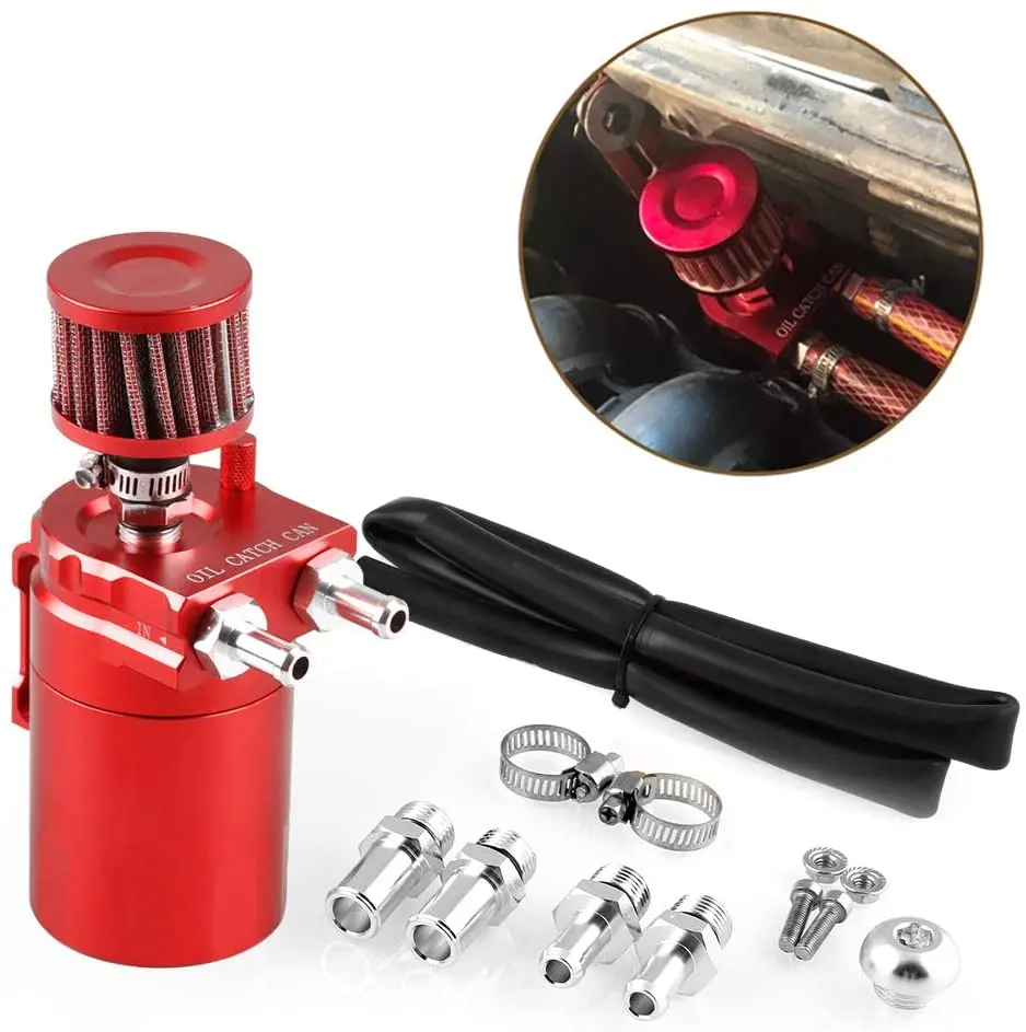 

11cm Car Oil Catch Tank Can Kit Baffled Reservoir Tank Fuel 300ml with Breather CNC Aluminum Universal Catch Can Oil with Parts