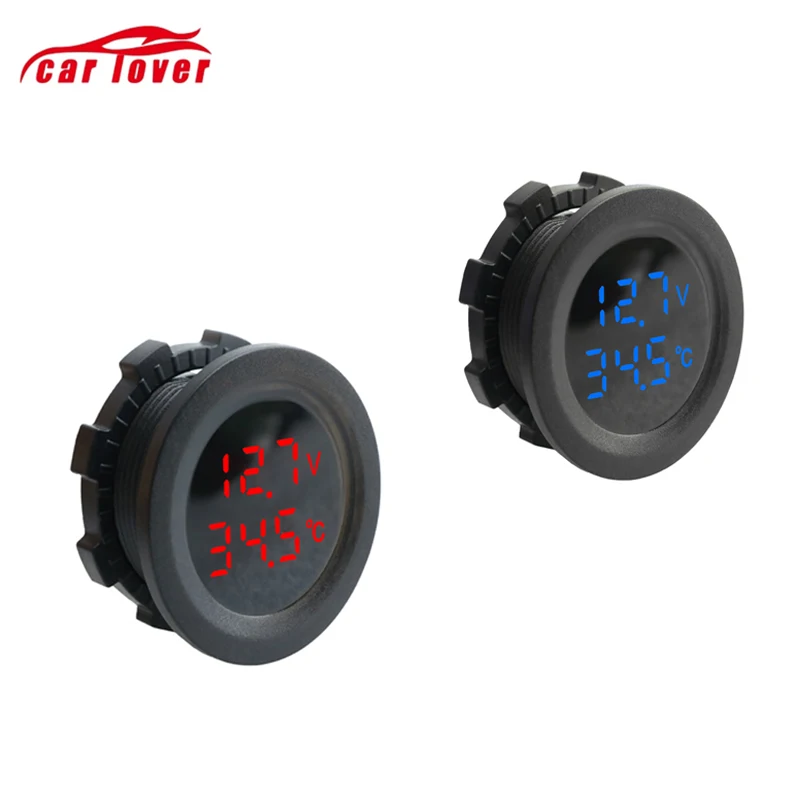 Автомобильный вольтметр 12 24 В цифровой измеритель температуры для автомобилей