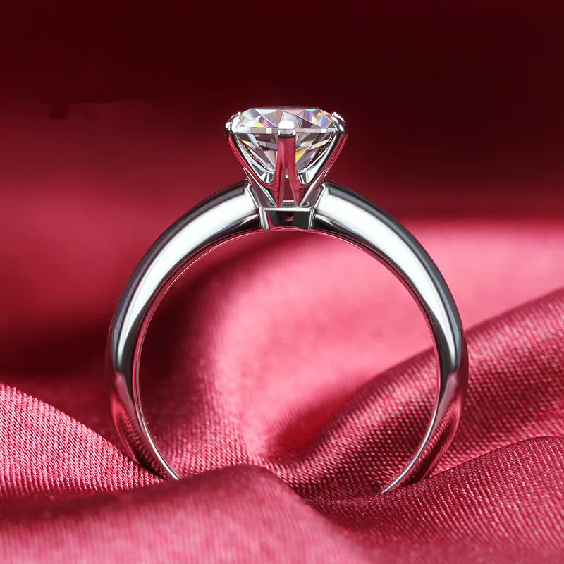 

Wholesale 1CT Solitaire Engagement Diamond Ring SONA Round Sterling Silver Jewelry Propose Ring Prongs Brand White Gold Plated