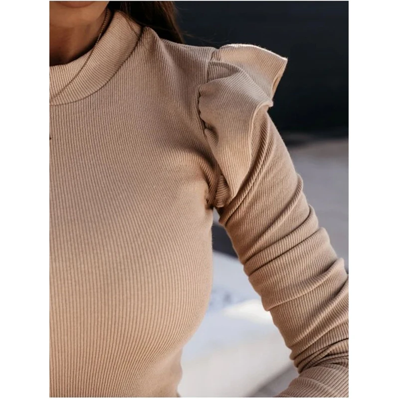 

Autumn Winter Women Sweater Nice Pop Korean Elegant Knitted Slim Fit Flying Sleeve Warm Female Pullovers Fashion Sexy Solid Tops