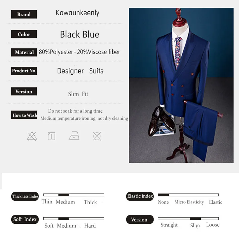 

2019 Latest Design New English Gentleman Style Double Breasted Men Suit Groom Wedding Suits For Men Dress Tuxedo 3pieces/set 950