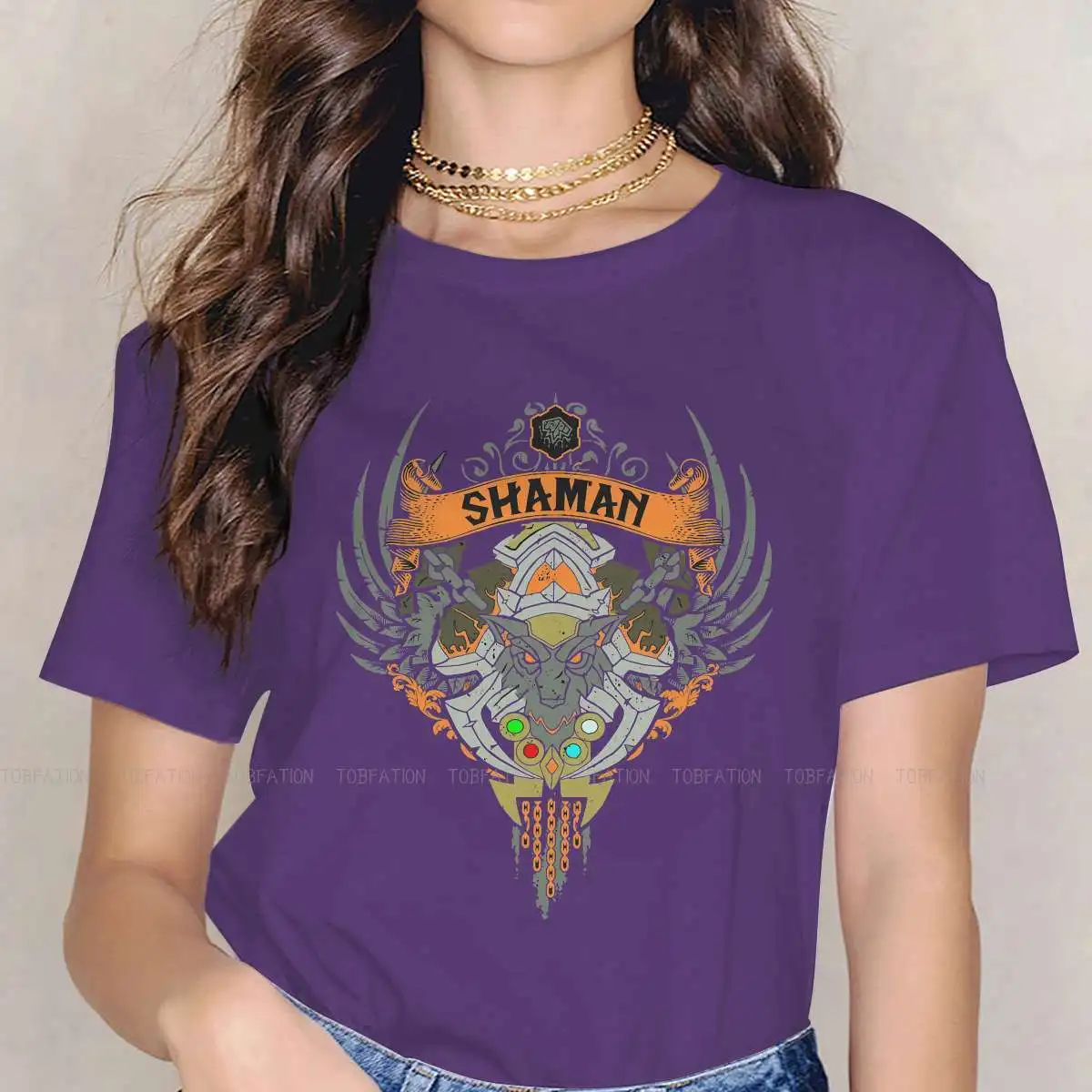 

Футболки SHAMAN ELITE EDITION Essential 4XL, графическая ткань World of Warcraft Girl, уличная одежда, футболка с круглым вырезом, большой размер
