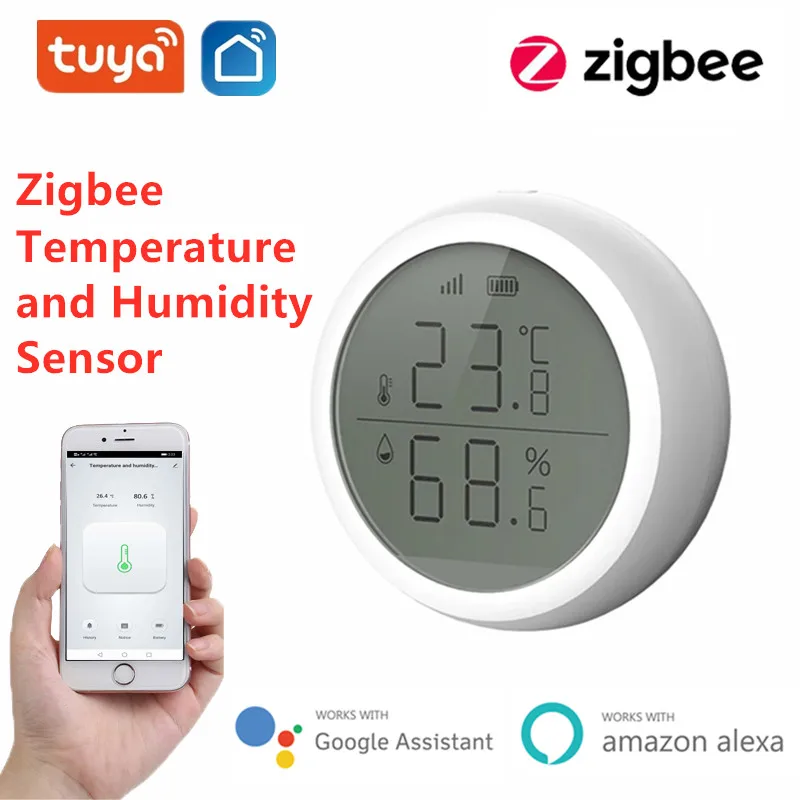 

Zigbee 3.0 Temperature and Humidity Sensor Controller LCD Display Indoor Hygrometer Thermometer for Alexa Google Smart Home