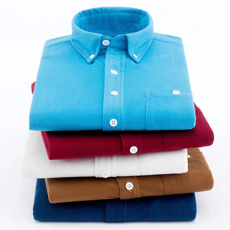 

Рубашка мужская Вельветовая с длинным рукавом, однотонная сорочка с длинным рукавом, черный синий цвет, на осень/зиму