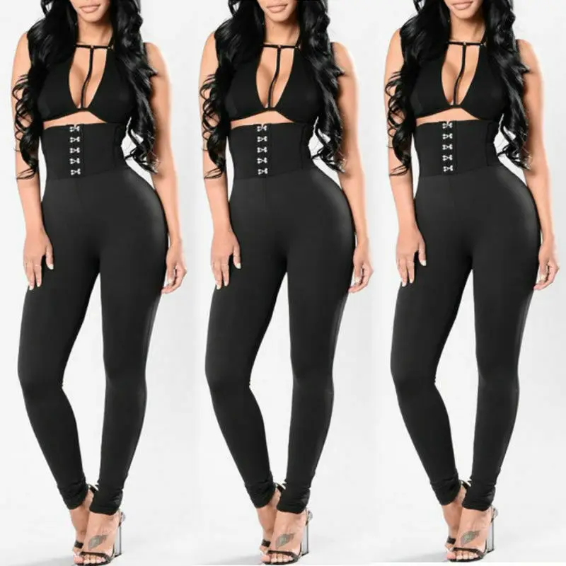 

2019 Fashion Brand New Women's Sexy Black High Waisted Skinny Leggings Slim Fit Casual Party Club Trousers Shapewear