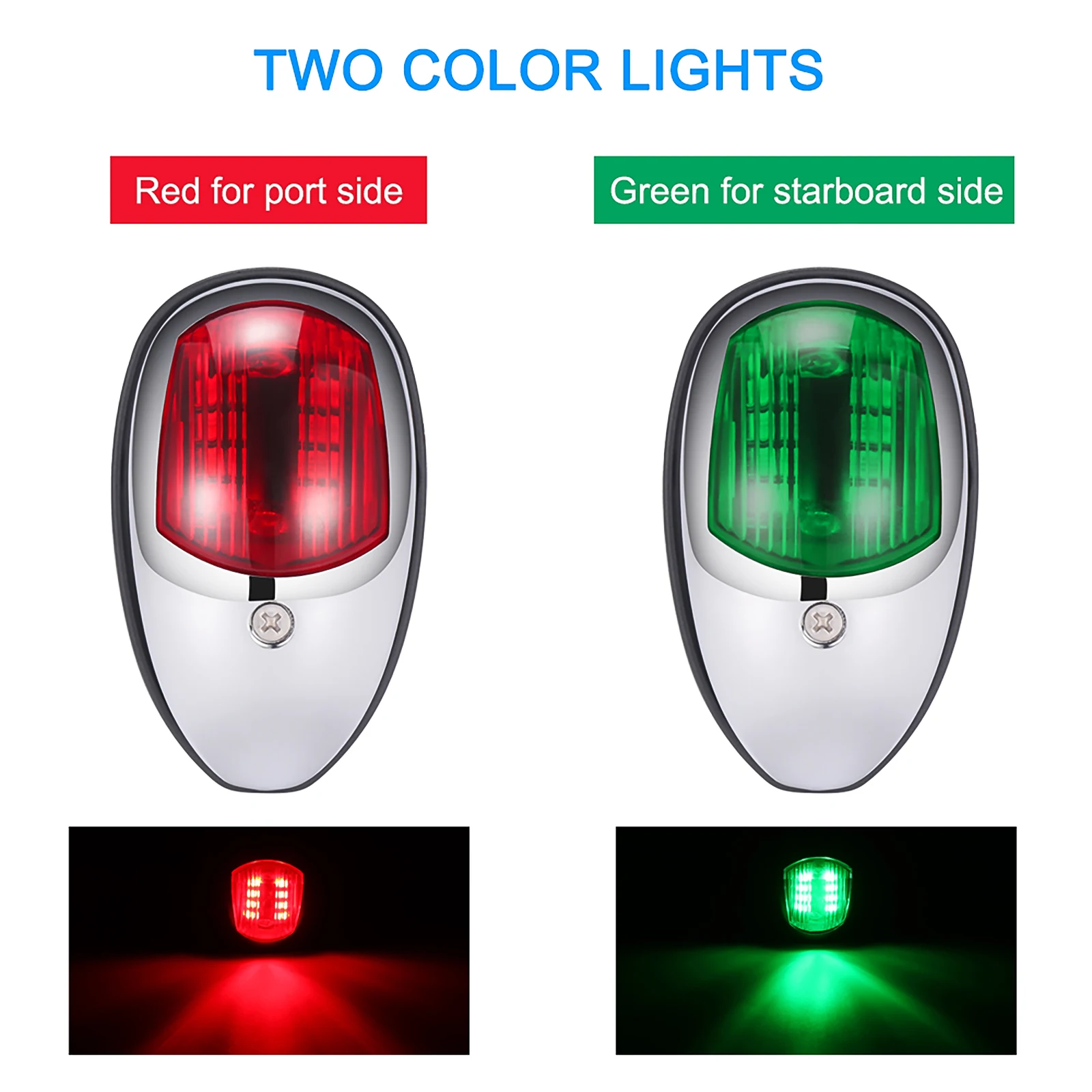 

2pcs Waterproof Boat Navigation Light DC 12-24V Green and Red Marine LED Starboard and Port Side Light for Boat Yacht Skeeter