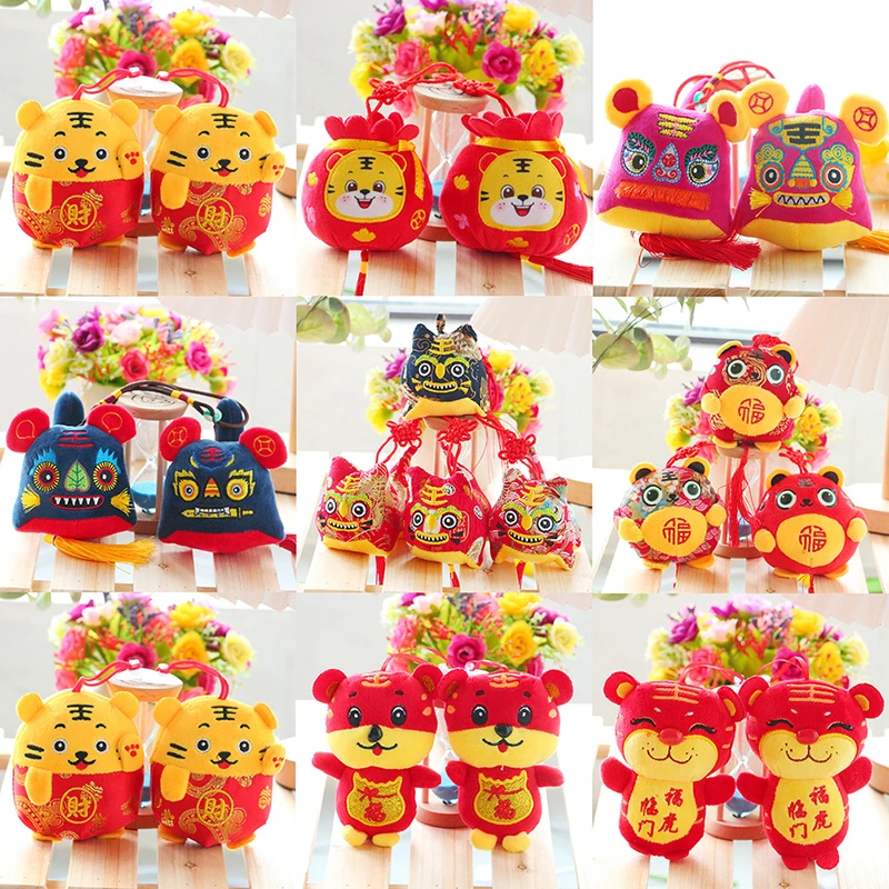 

1PC 2022 Year Of The Tiger Chinese New Year Zodiac Plush Tiger Toys Pendant Random gifts for guests Tiger Mascot Wholesale