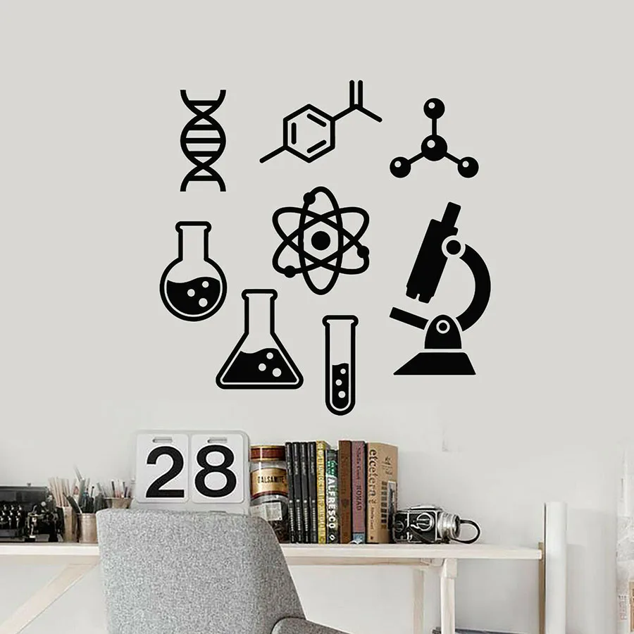 Классная виниловая настенная наклейка лабораторный микроскоп Настенная