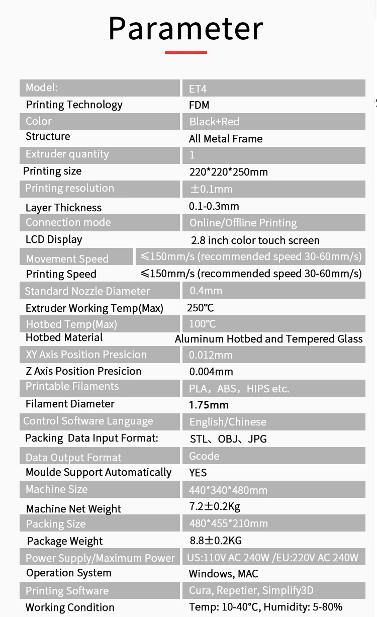 Дешевые Anet ET4 A6 Impresora 3d принтер высокой точности Reprap Prusa i3 3D принтер DIY комплект офф-лайн печати с PLA нитью