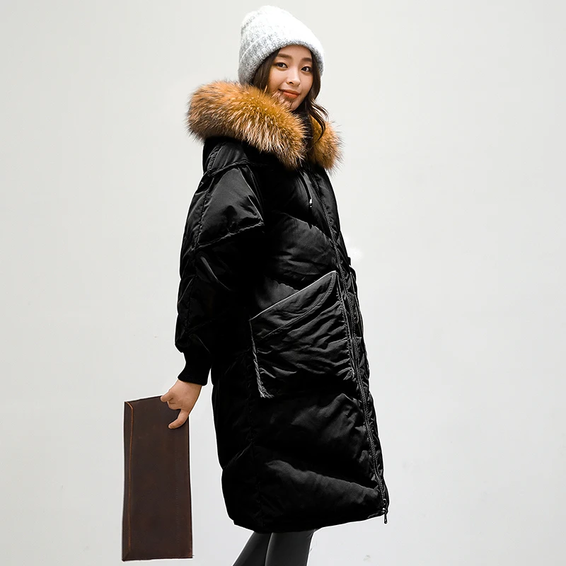 Пуховик женский с капюшоном Корейская парка зимнее пальто женское длинное