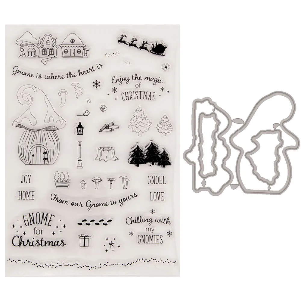 

Christmas Home Metal Cutting Dies and Clear Stamps for DIY Scrapbooking Crafts Card Making Photo Album Decoration New Stamp