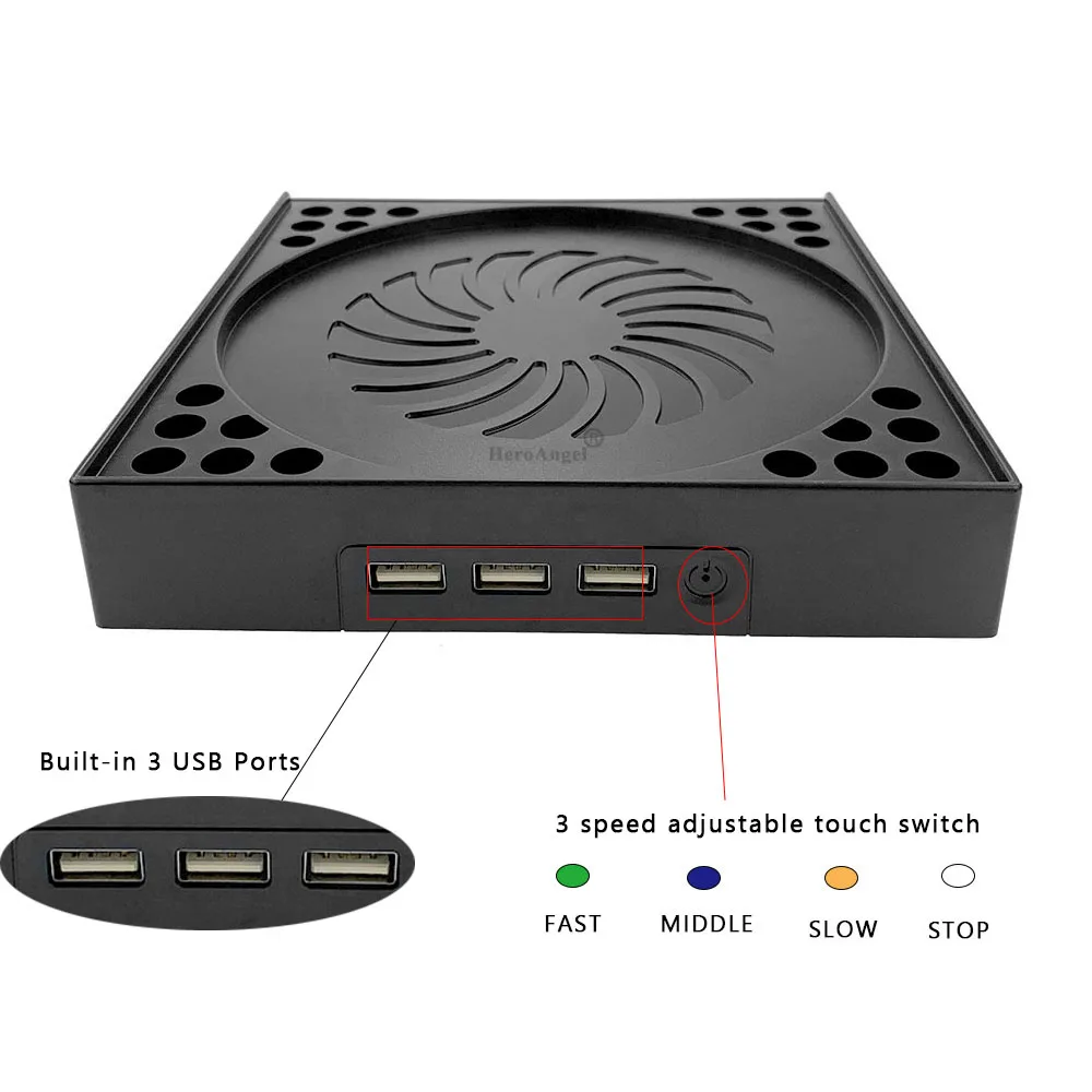 Основание для зарядки и охлаждения 2021 New Cooler Charger Stand Base 3-Speed Adjust для игровой консоли Xbox Series X, с встроенным вентилятором охлаждения и 3 USB-портами.