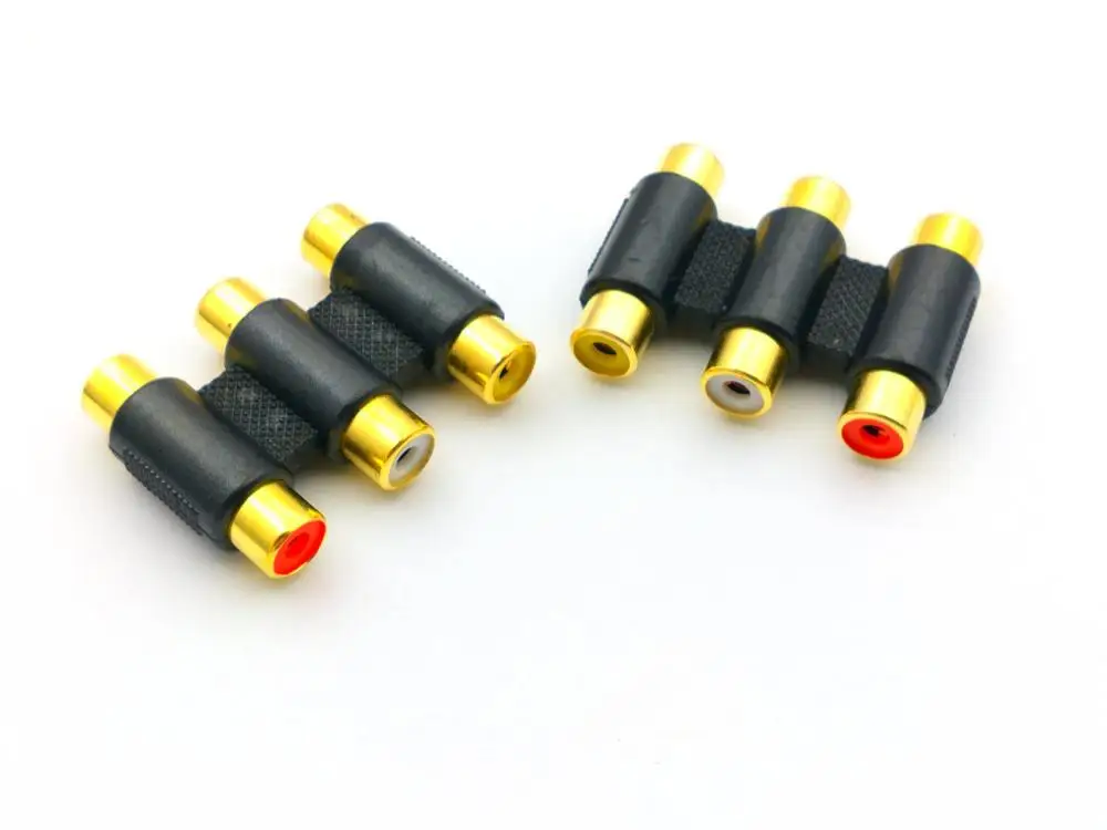 2 шт. позолоченный 3 RCA AV Аудио Видео Женский переходник для гнезда миниджек