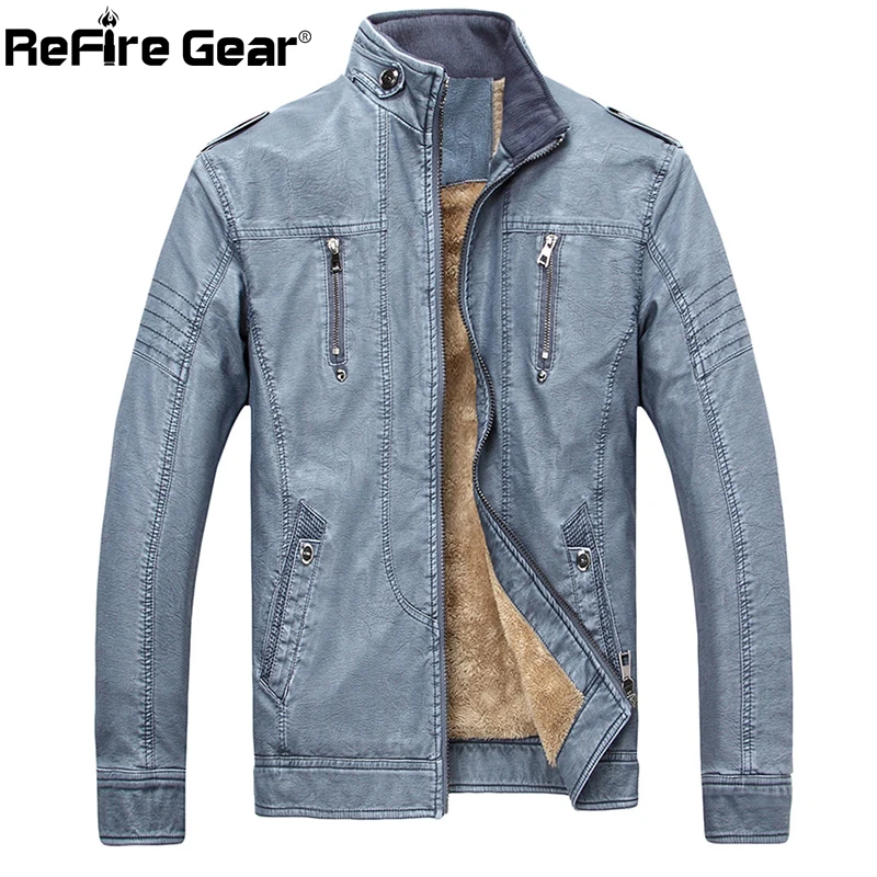 ReFire gear винтажные брюки из ПУ куртки для мужчин Пилот Военный бомбардировщик тактическая джинсовая куртка зимние Утепленные повседневные пальто