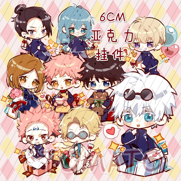 

2021 HOT Jujutsu Kaisen Gojo Satoru Acrylic Keychain School Bag Gifts Pendant Cartoon Valentine's Day Keyring Cosplay Xmas Anime