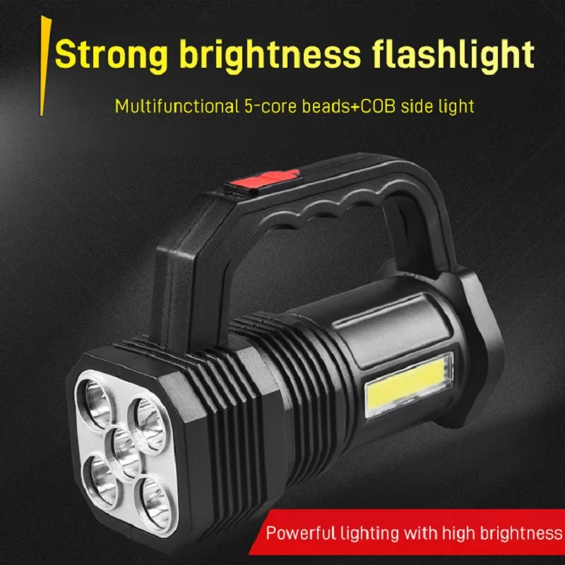 

5LED Powerful Flashlight ABS Lantern Super Bright High Power Led Flashlights Rechargeable Lamp Camping Outdoor Lighting Torch