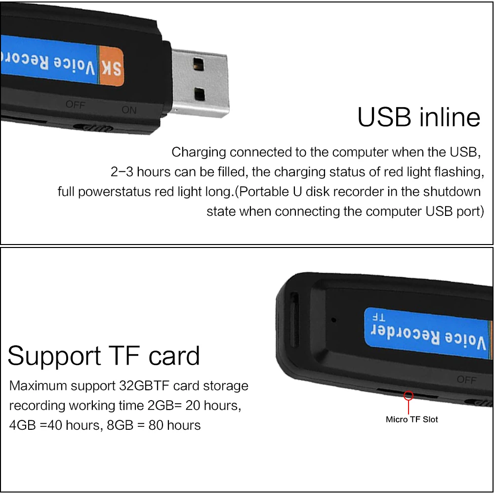 Цифровой U-диск компактный USB-диктофон профессиональная флэш-карта Micro SD |