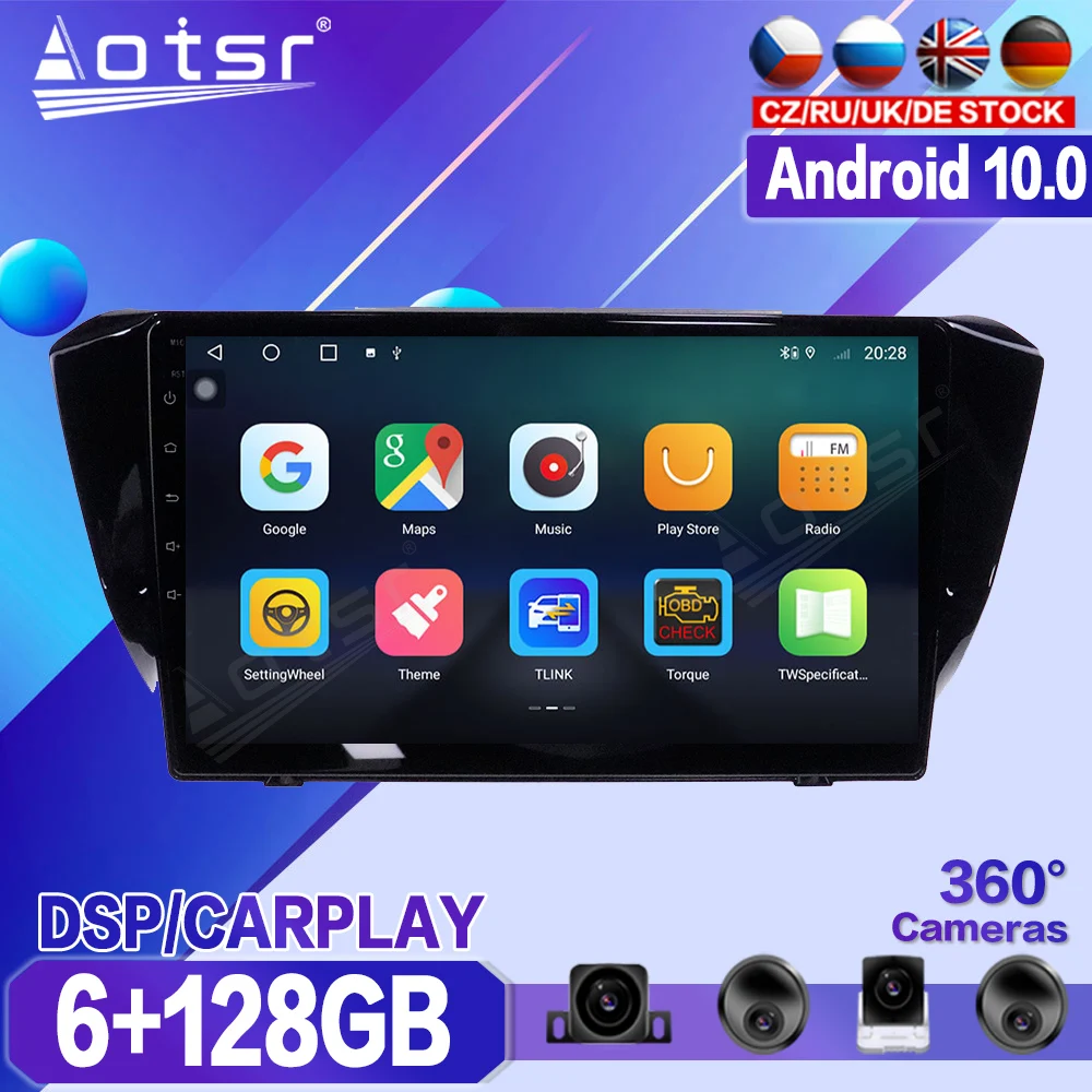 

6+128G For Skoda SuperB 2015 2016 2017 2018 2019 Car Multimedia Player Recorder Stereo Android 10 Radio Audio GPS Navi Head Unit