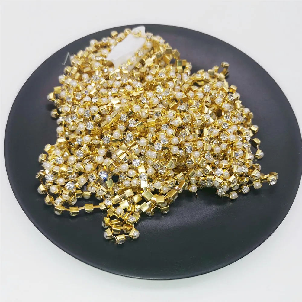 Стразы лента 4 мм цепочки со стразами золотые Хрустальные чашки для шитья обуви