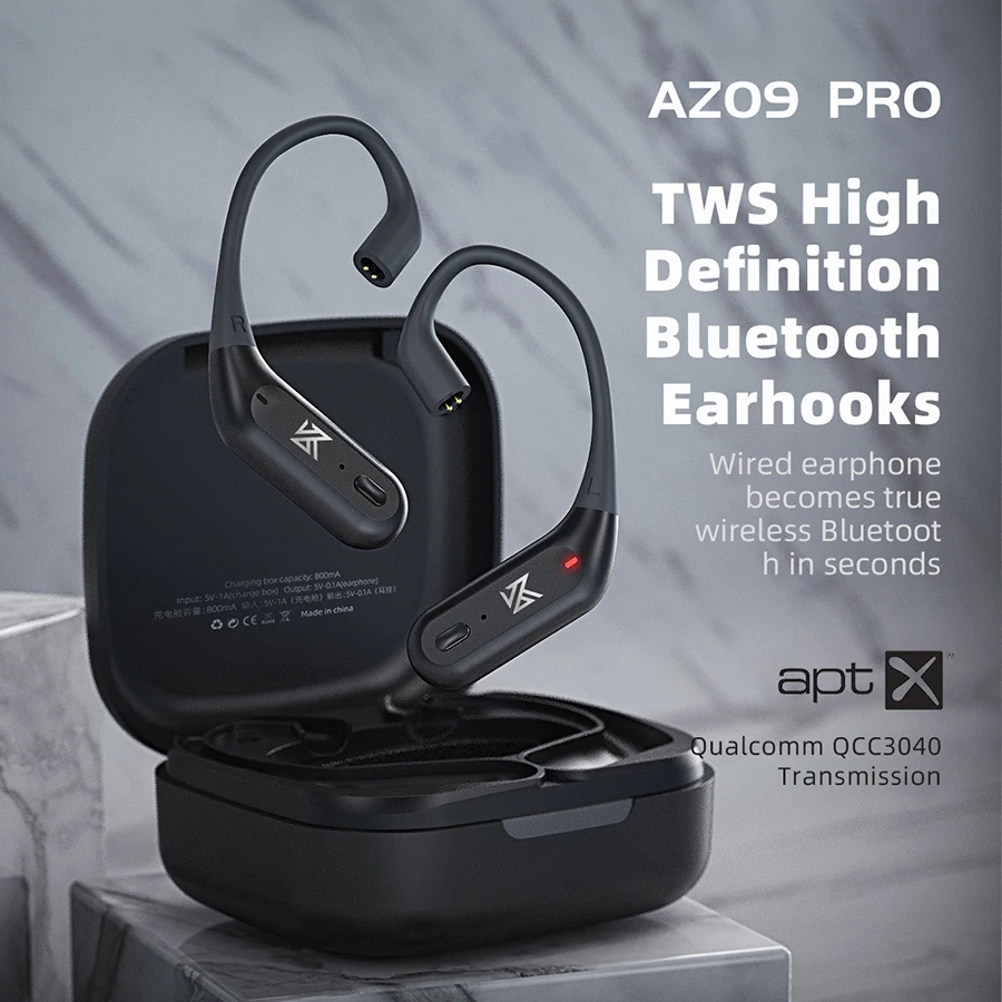 KZ AZ09 Pro Upgrade Wireless Headphones Bluetooth-compatible 5.2 Cable Wireless  Ear Hook B/C PIN Connector With Charging Case images - 6