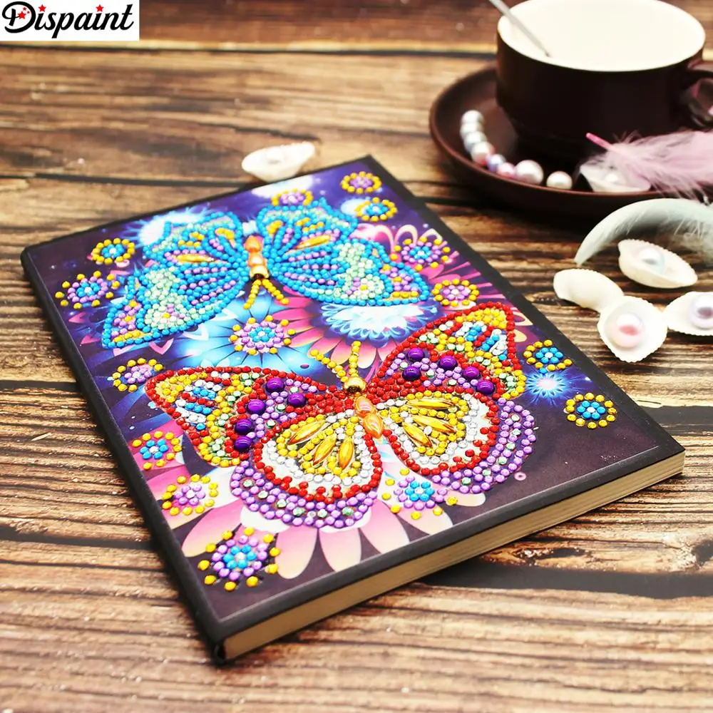 

Dispaint A5 Notebooks 5D DIY Diamond Painting Special Shape Diary Book Diamond Embroidery "butterfly" Rhinestones Decor Gift