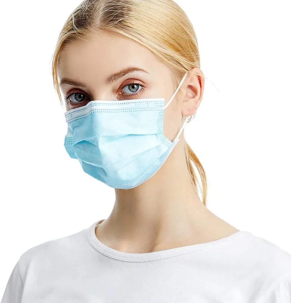 Цветная черная одноразовая Нетканая 3 слойная противопылевая маска с петлями для