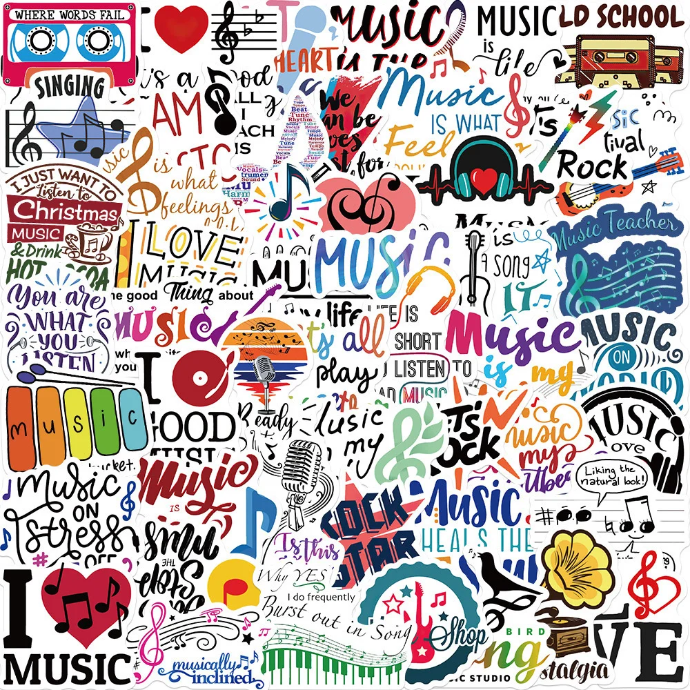 

10/30/50PCS Inspirational Music Music Graffiti Stickers Luggage Laptop Waterproof Non-repetitive Stickers Wholesale
