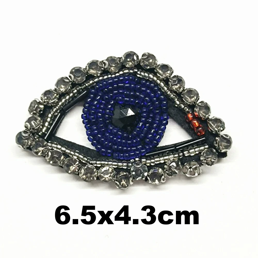 

Apparel embroidery beaded eyes embroideried patches for clothing AM-3319