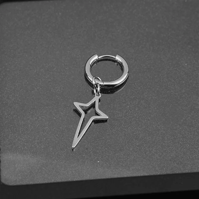 Серьги гвоздики из нержавеющей стали с подвеской в виде креста и