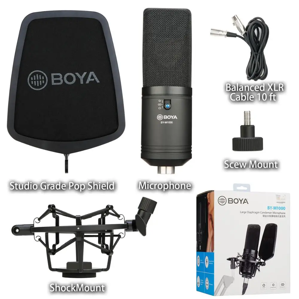 BOYA BY-M800 большой диафрагменный микрофон с низким фильтром кардиоидный
