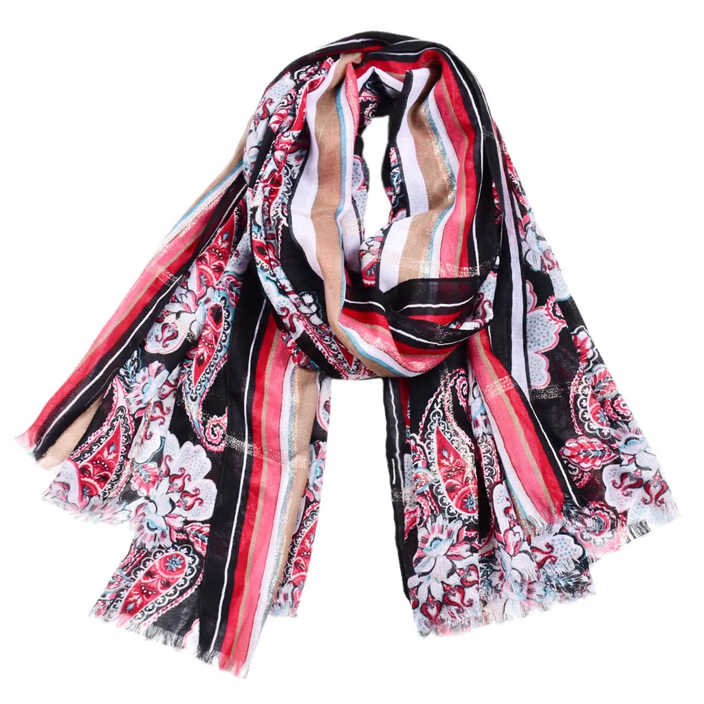 Женский шелковый шарф SAGACE из хлопка и льна с принтом шали накидки|Женские шарфы| |